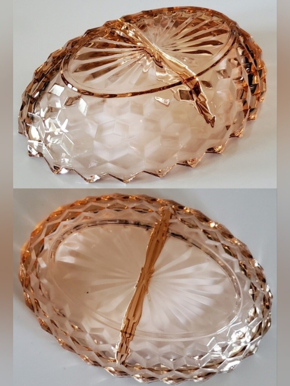 Vntg "Whitehall Peach" 2-Part 10" Oval Dish by Colony - Picture 11 of 12